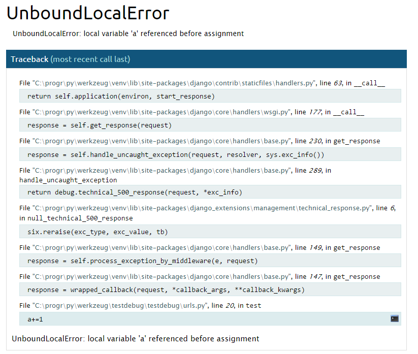 Werkzeug debugger